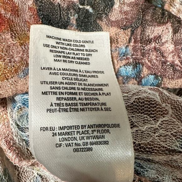 Anthropologie Akemi + Kin Floral Lace Smocked Patrizia Blouse - Picture 5 of 7